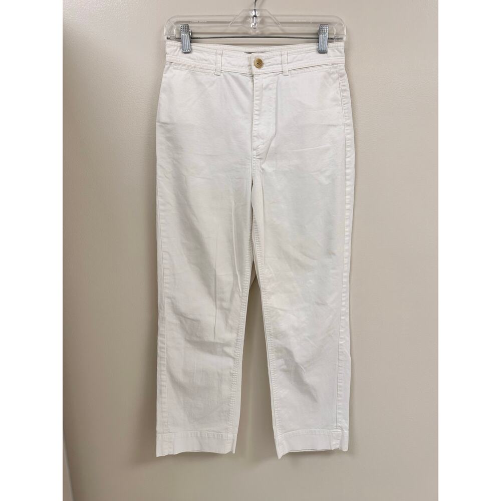 Everlane Women’s Size 4 White Straight Leg Chino Pant Natural Cotton Mid Rise